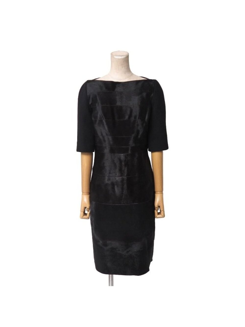 Loewe Dress Calf Hair Contrast Leather Cashmere Blend Sleeve